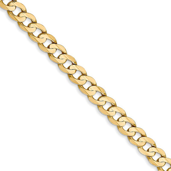 Men's 7.0mm Solid Concave Curb Chain Necklace in 10K Gold - 22