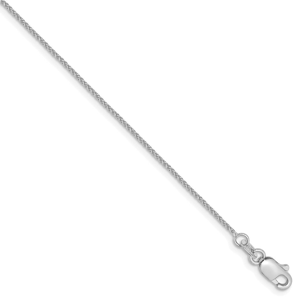 0.8mm 14k White Gold, Solid Spiga Chain Anklet, Item C8411-A by The Black Bow Jewelry Co.
