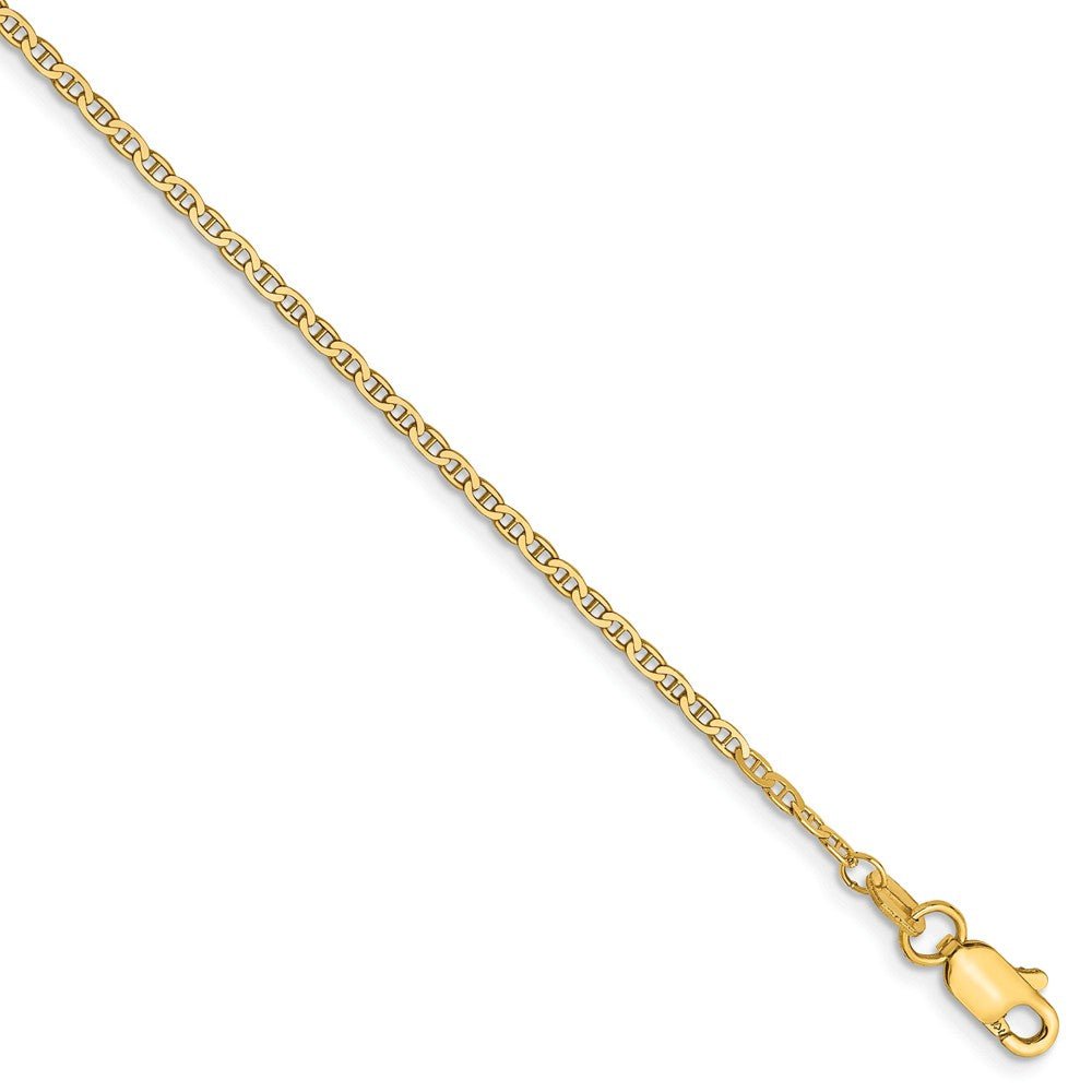 1.5mm, 14k Yellow Gold, Solid Anchor Link Chain Anklet, Item C8533-A by The Black Bow Jewelry Co.