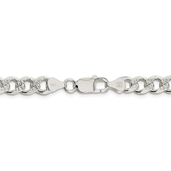 7.5mm, Sterling Silver Solid Pave Curb Chain Bracelet - The Black Bow  Jewelry Company