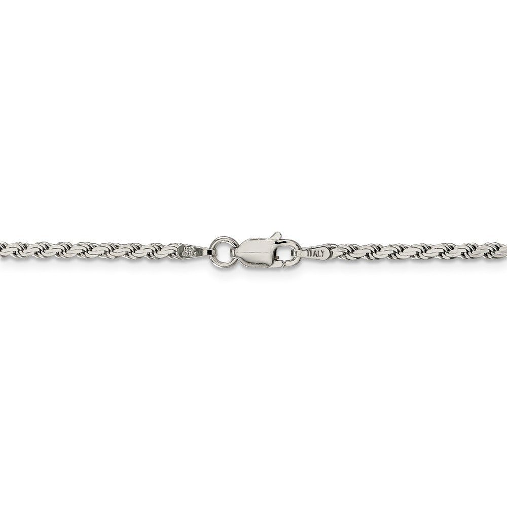 Alternate view of the 2.25mm Sterling Silver Solid Flat Rope Chain Necklace by The Black Bow Jewelry Co.