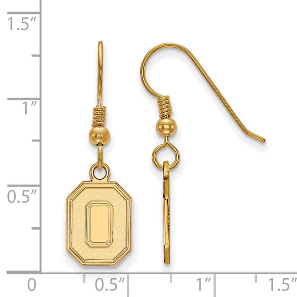 14k Gold Plated Silver Ohio State Univ. Small Dangle Earrings - The Black  Bow Jewelry Company