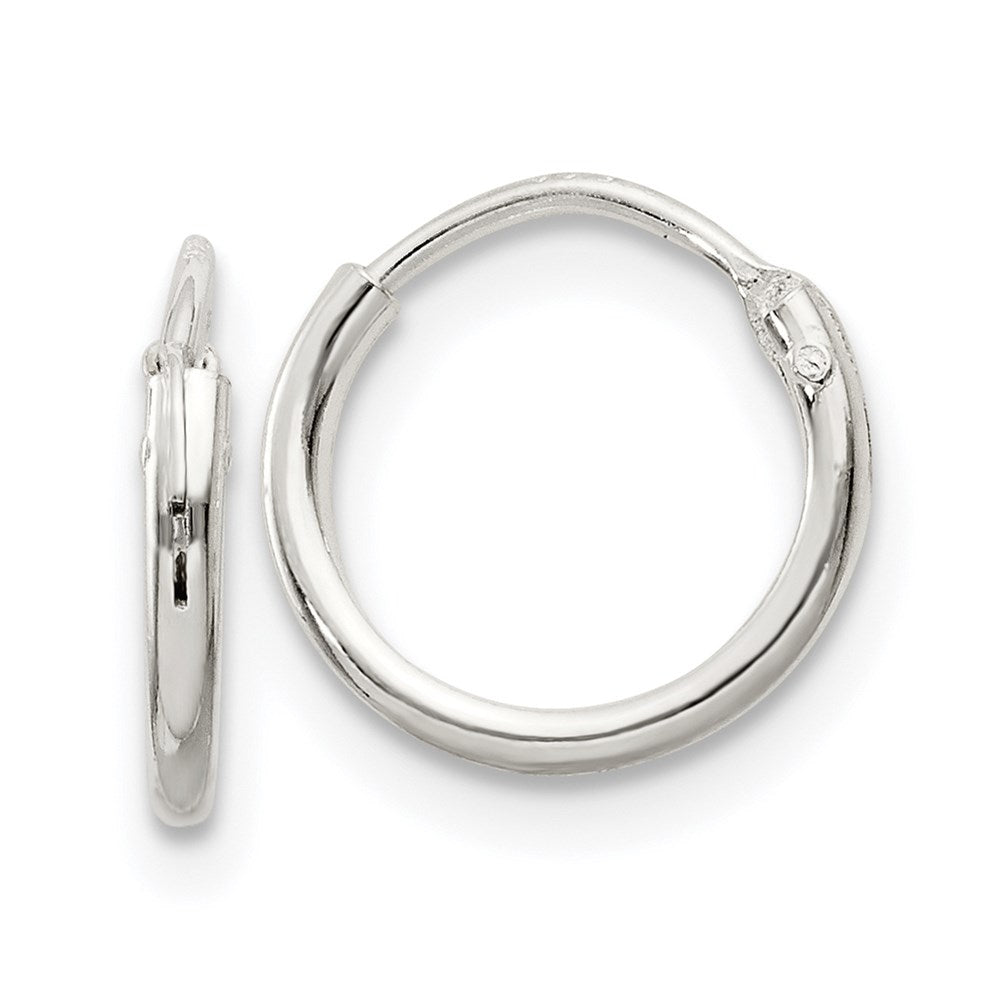 1.3mm, Sterling Silver, Endless Hoop Earrings - 10mm (3/8 Inch), Item E8849-10 by The Black Bow Jewelry Co.