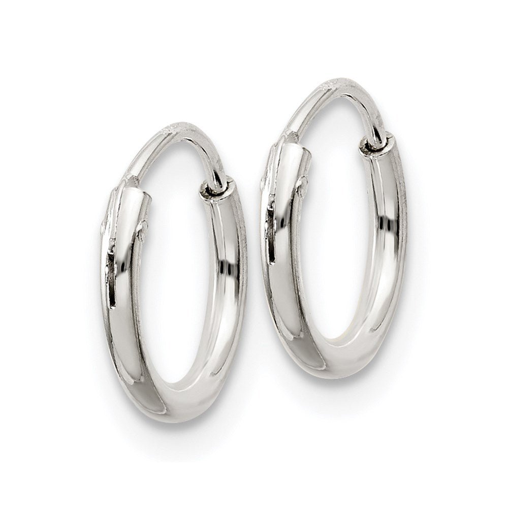 Alternate view of the 1.3mm, Sterling Silver, Endless Hoop Earrings - 10mm (3/8 Inch) by The Black Bow Jewelry Co.