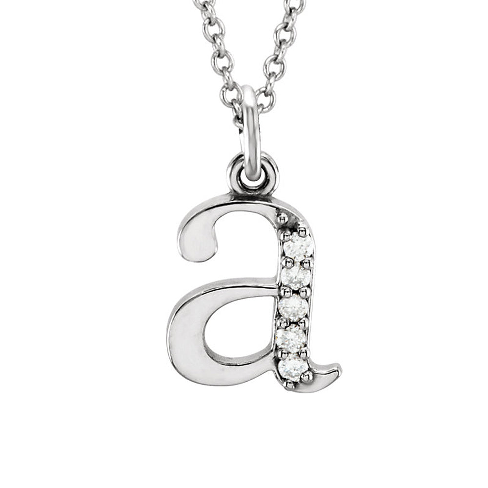 The Abbey 14k White Gold Diamond Lower Case Initial &#39;a&#39; Necklace 16 In, Item N10367-A by The Black Bow Jewelry Co.