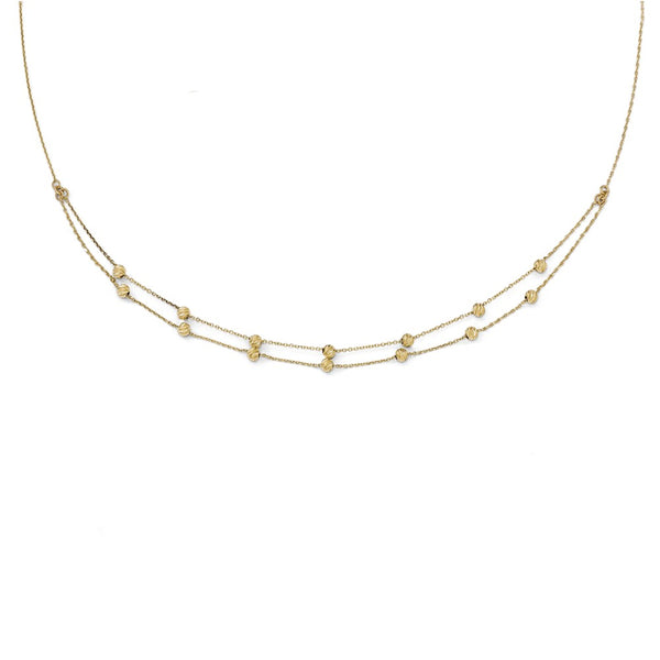 17 Hollow Gold Bead Necklace in 18k Yellow Gold