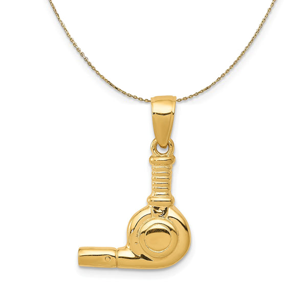 14k Yellow Gold Polished Blow Dryer Necklace