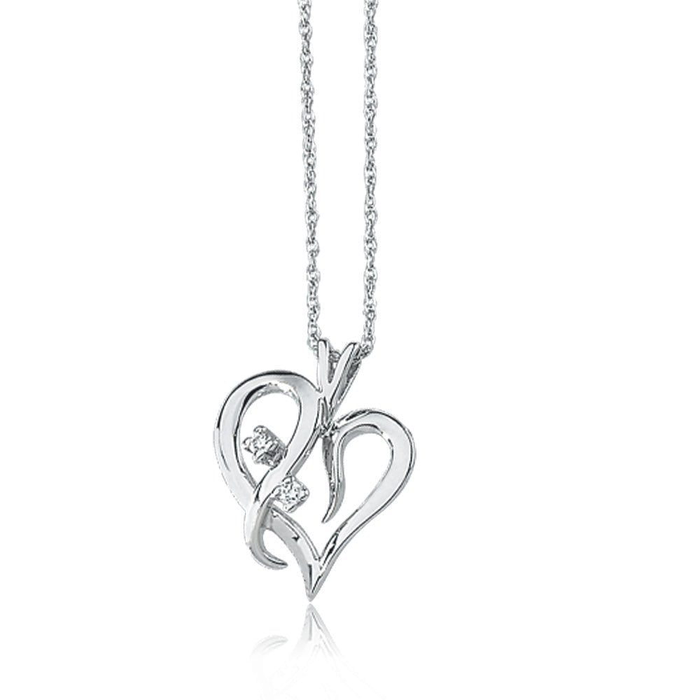 .03 Carat Diamond Heart Necklace in 14k White Gold, Item N8019 by The Black Bow Jewelry Co.