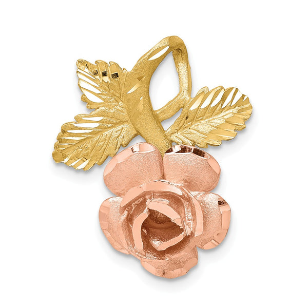 Passion Rose pin/brooch pink pearlized satin finish 18kt gold