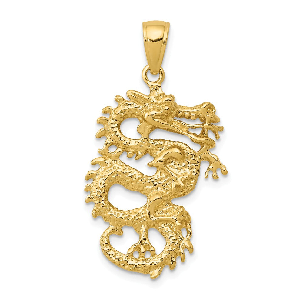 14k Yellow Gold 3D Serpentine Dragon Pendant, Item P11872 by The Black Bow Jewelry Co.