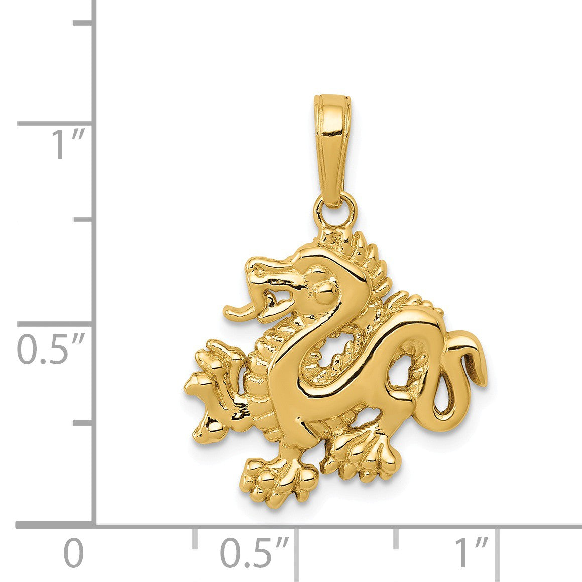 Alternate view of the 14k Yellow Gold 2D Dragon Pendant, 18mm by The Black Bow Jewelry Co.