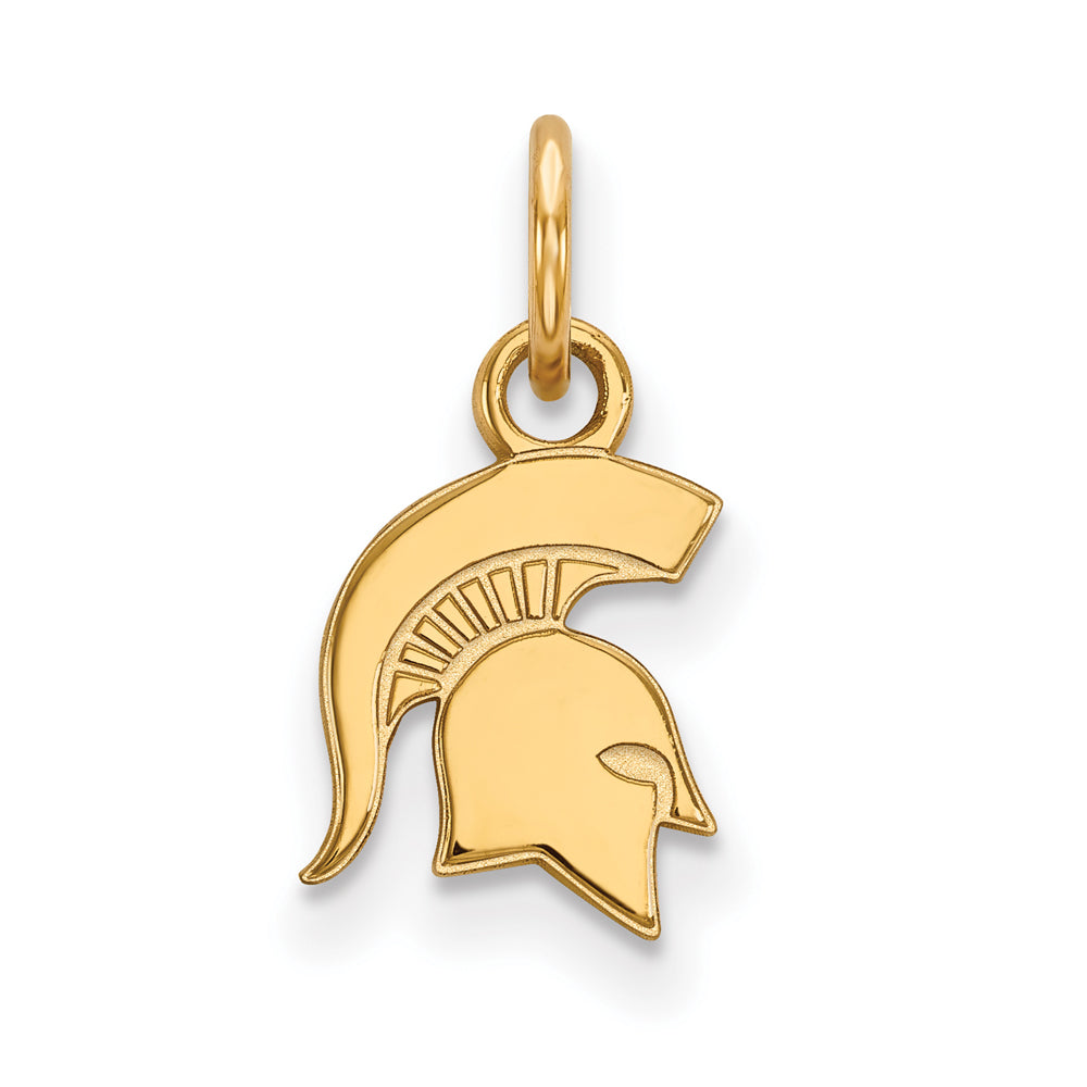 14k Gold Plated Silver Michigan State XS (Tiny) Logo Charm or Pendant, Item P23152 by The Black Bow Jewelry Co.