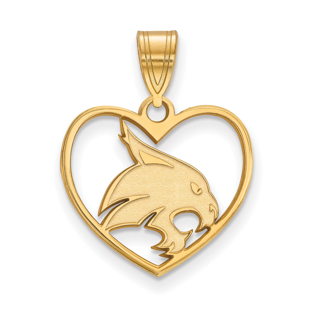 14k Gold Plated Silver Texas State Heart Pendant, Item P24900 by The Black Bow Jewelry Co.