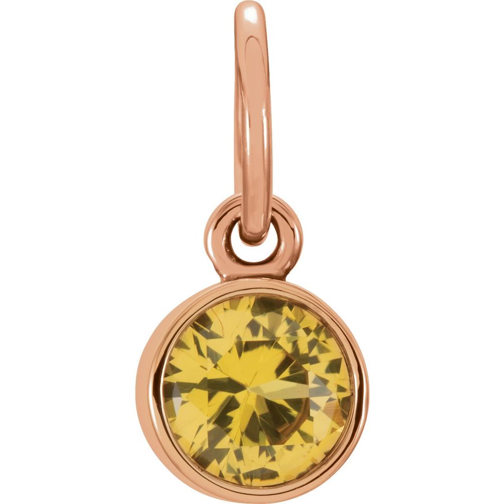 14k Rose Gold 4mm Imitation Gemstone Charm or Pendant Enhancer, Item P28005 by The Black Bow Jewelry Co.