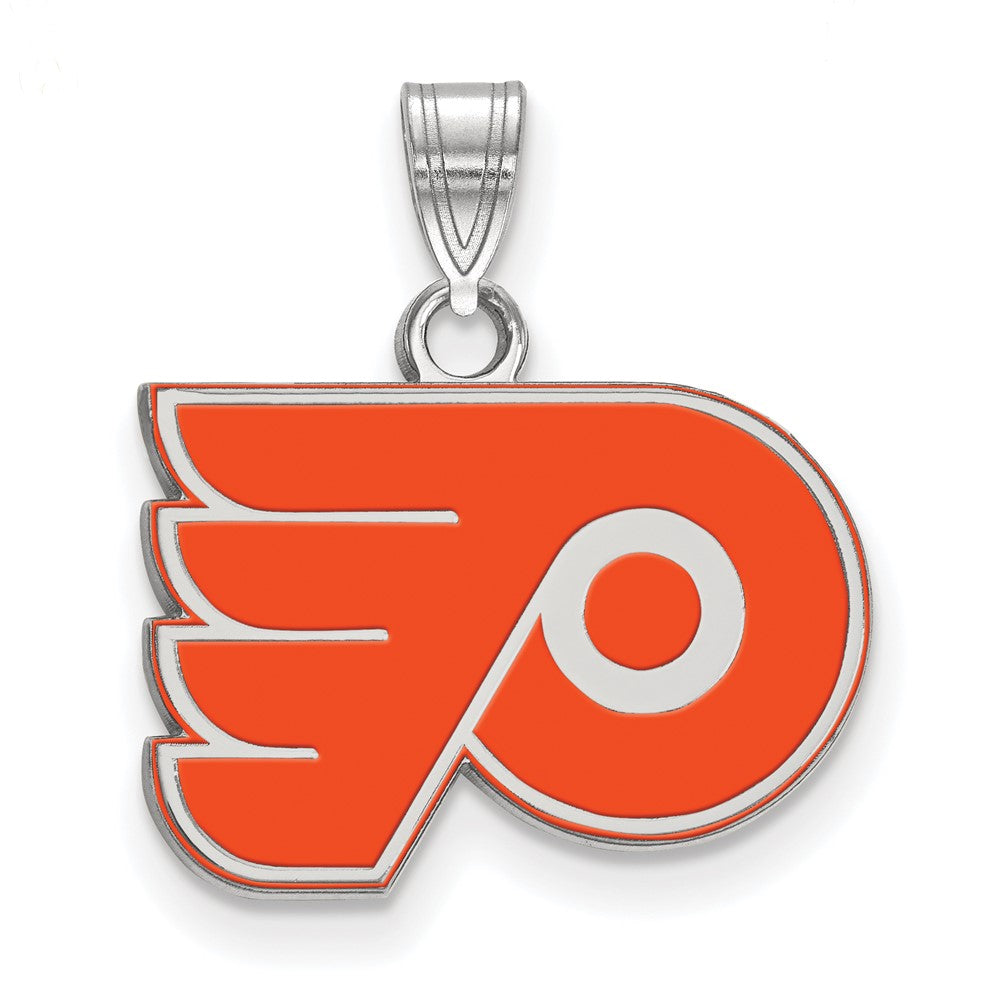 Sterling Silver NHL Philadelphia Flyers SM Enamel Pendant, Item P30406 by The Black Bow Jewelry Co.