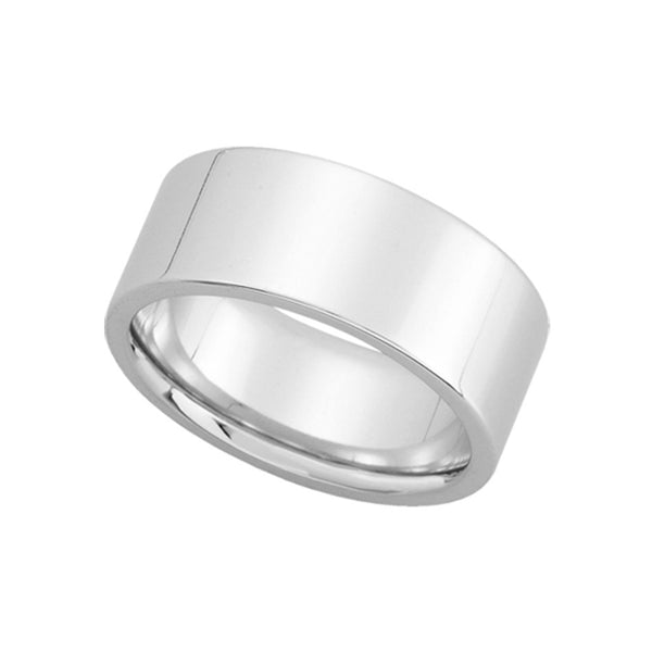 8mm Flat Comfort Fit Wedding Band in 14k White Gold - The Black