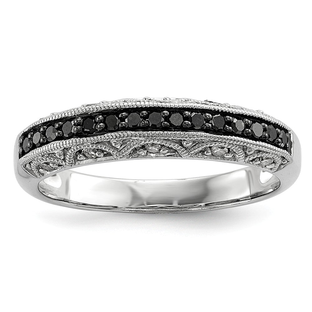 1/4 Ctw Black Diamond 3mm Tapered Ring in Sterling Silver, Item R10864 by The Black Bow Jewelry Co.