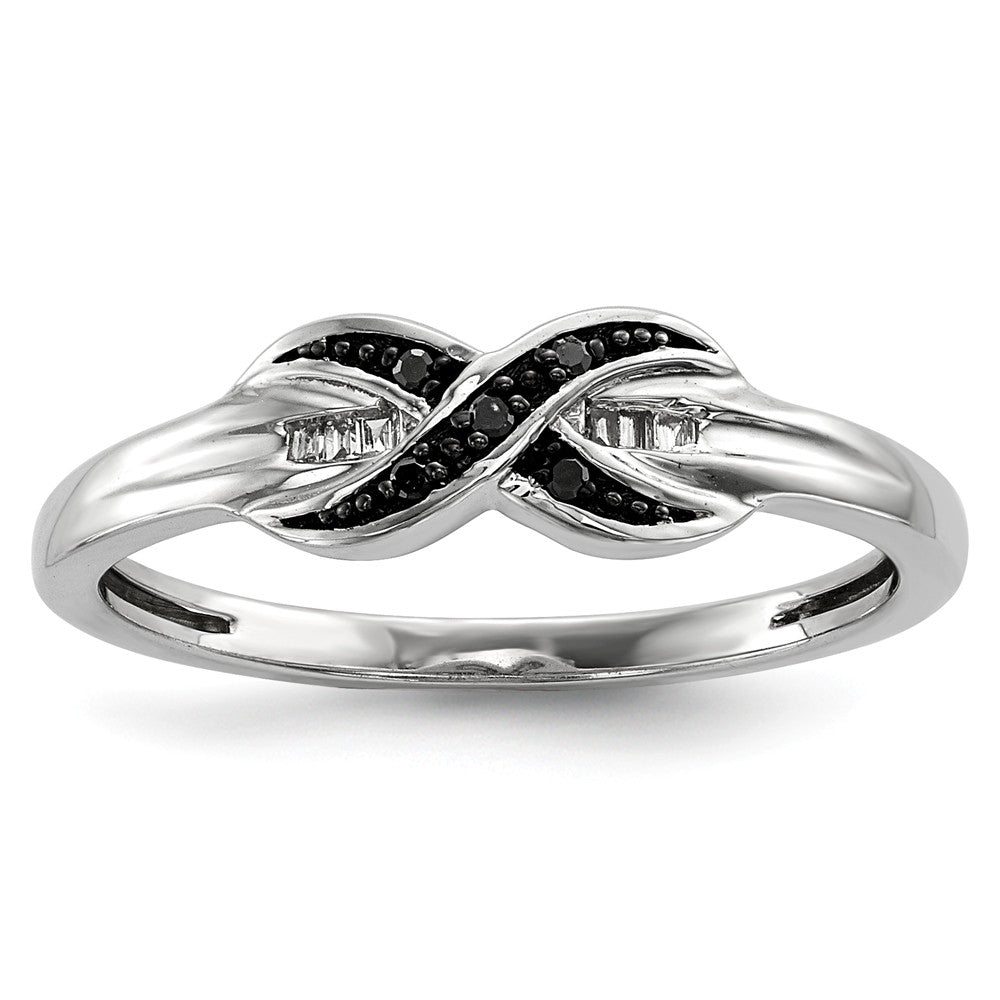 1/20 Ctw Black & White Diamond X Ring in Sterling Silver, Item R10867 by The Black Bow Jewelry Co.