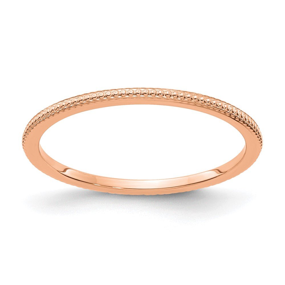 1.2mm 10k Rose Gold Beaded Stackable Band, Item R11323 by The Black Bow Jewelry Co.