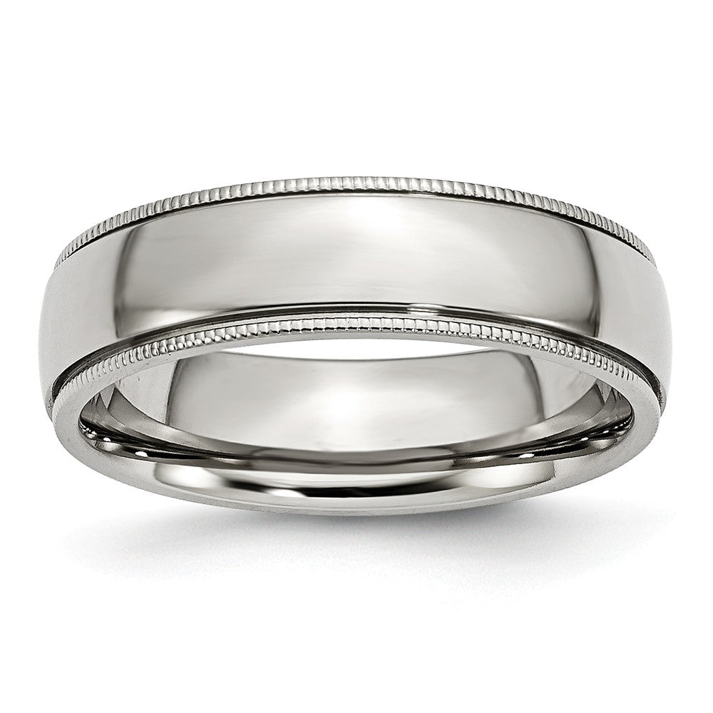 Stainless Steel Beaded Edge 6mm Polished Comfort Fit Band, Item R9791 by The Black Bow Jewelry Co.