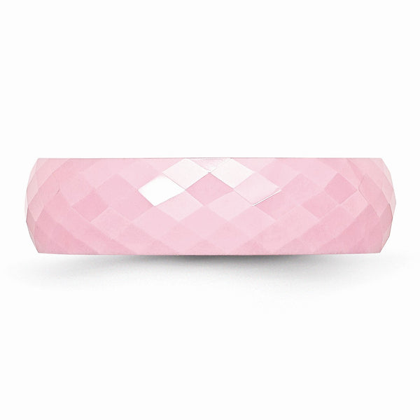 Pink Ceramic, 6mm Polished Faceted Comfort Fit Band