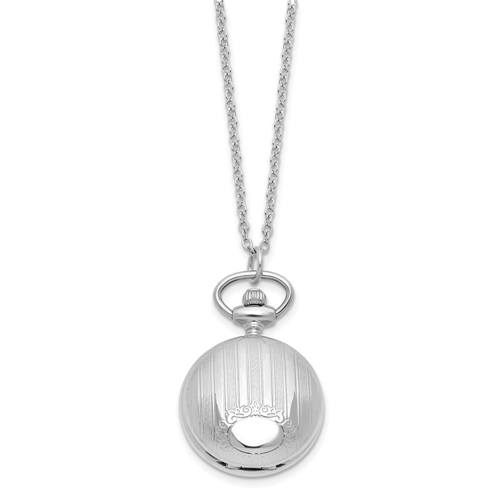 Alternate view of the Charles Hubert Chrome-finish Stripe Design Pendant Watch by The Black Bow Jewelry Co.