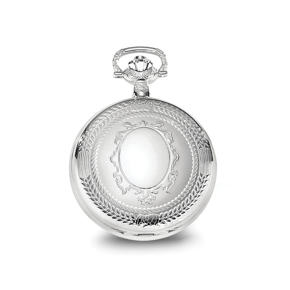 Alternate view of the Charles Hubert Chrome-finish Oval Shield Design Pocket Watch 47mm by The Black Bow Jewelry Co.