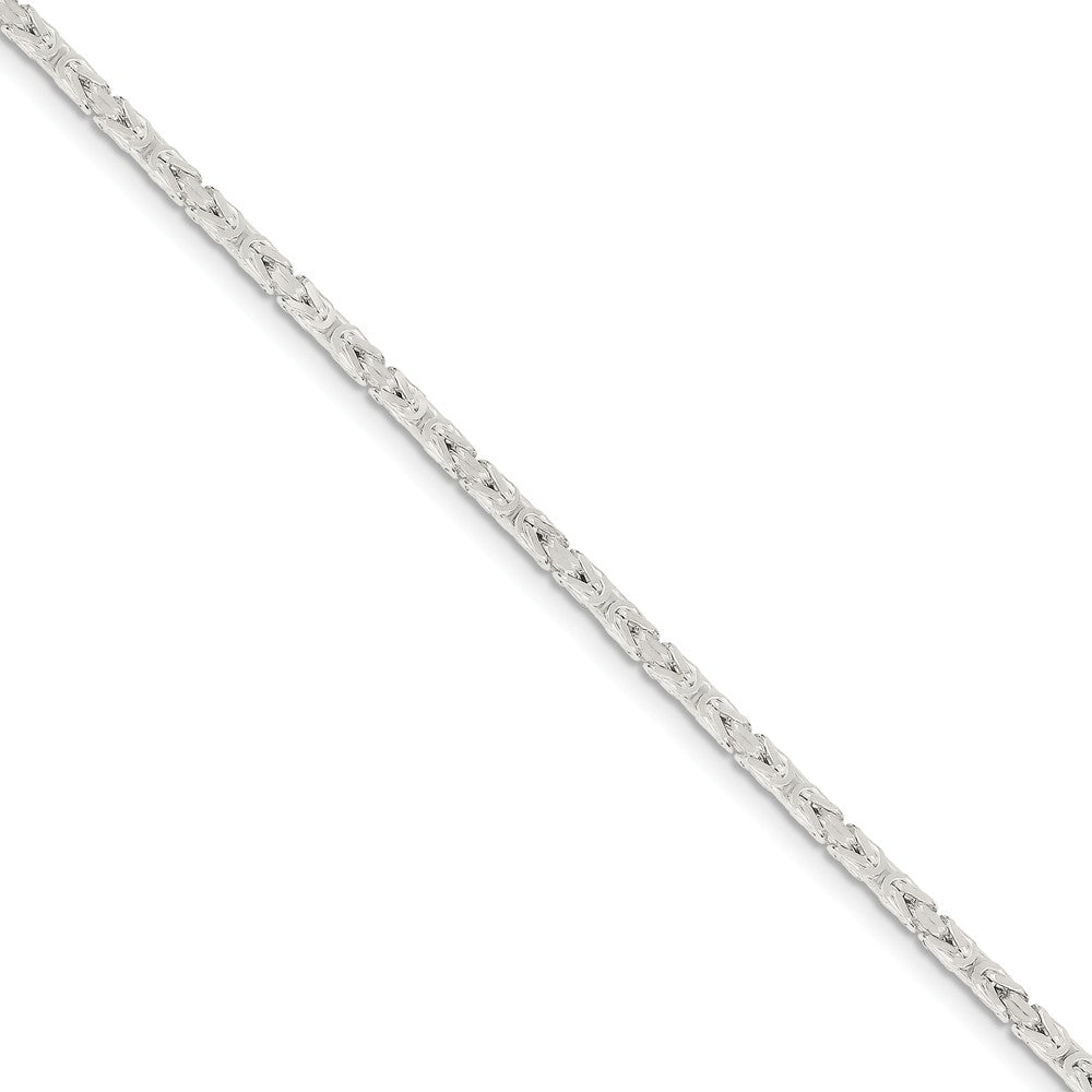 2.5mm, Sterling Silver, Solid Byzantine Chain Bracelet