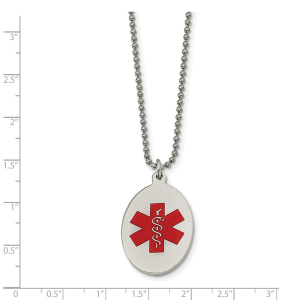 14K White Gold Medical Alert Charm with Red Enamel | Star of Life Engraved ID | Charmed Medical Jewelry