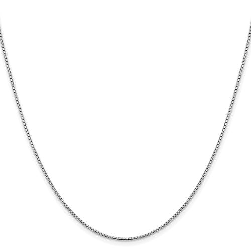 Alternate view of the 1.5mm 14K White Gold Solid Concave Box Chain Necklace by The Black Bow Jewelry Co.