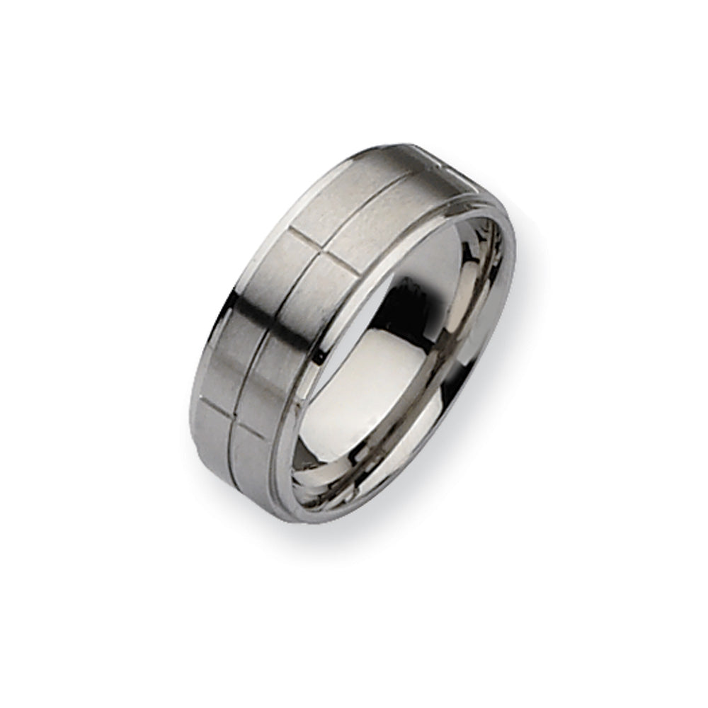 Stainless Steel Grooved 8mm Comfort Fit Band, Item 8336 by The Black Bow Jewelry Co.