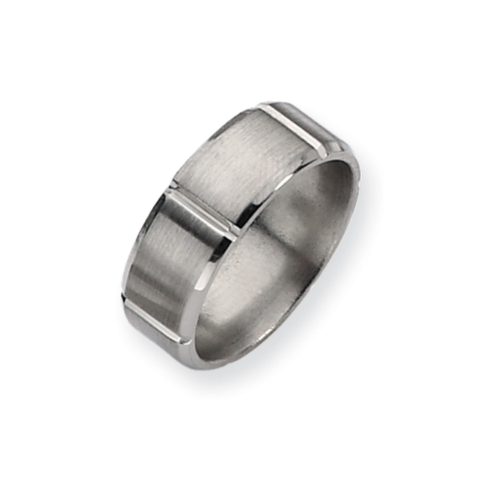 Titanium, Beveled Edge 8mm Ring, Item 8339 by The Black Bow Jewelry Co.