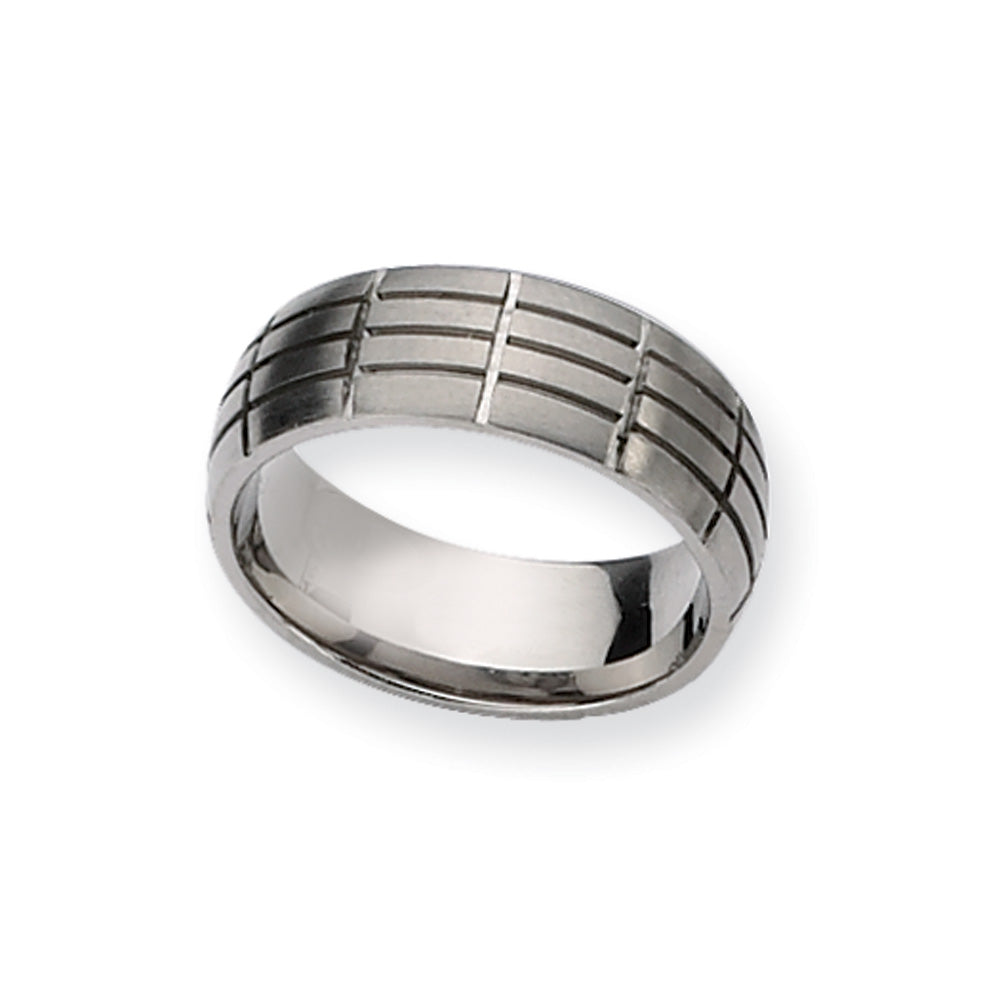 Titanium, 8mm Grooved Comfort Fit Band, Item 8344 by The Black Bow Jewelry Co.