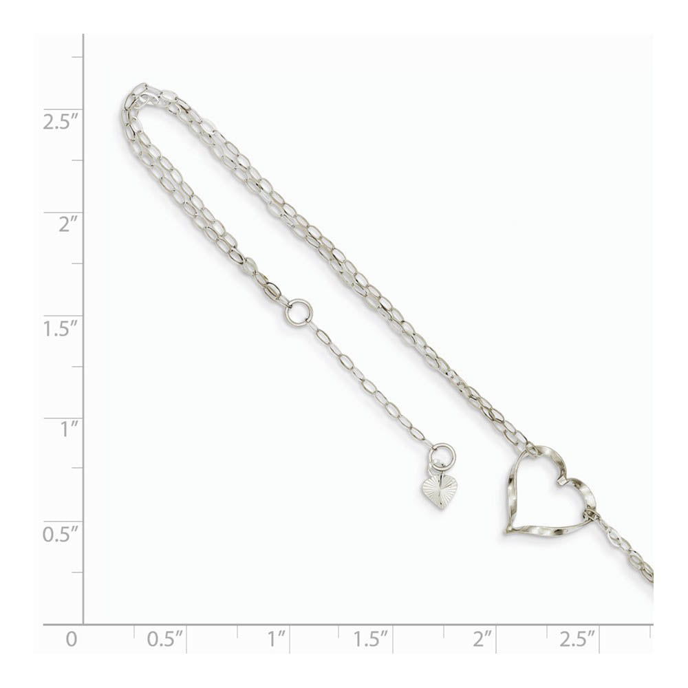 Alternate view of the 14k White Gold Open Heart Double Strand Anklet, 9-10 Inch by The Black Bow Jewelry Co.