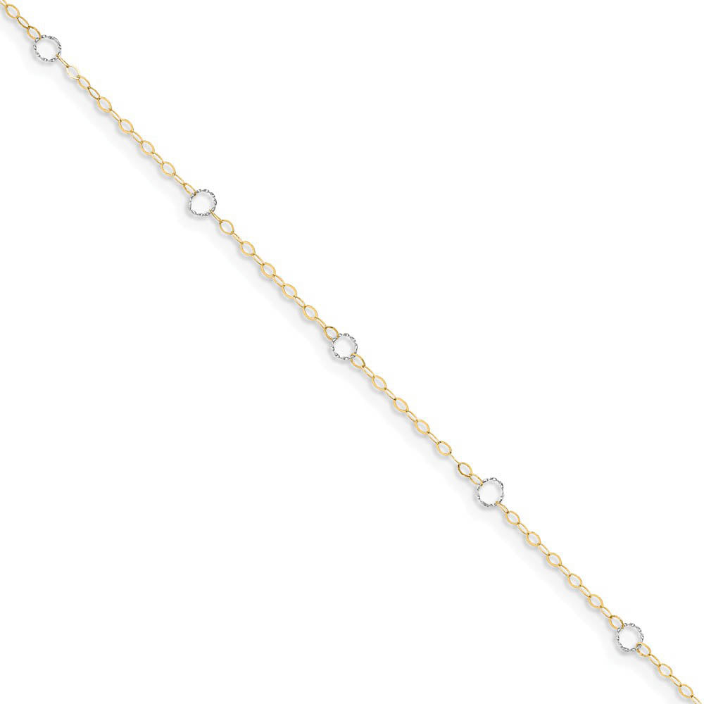 14 Karat Two Toned Gold Adjustable Circle Anklet, 9 Inch, Item A8028 by The Black Bow Jewelry Co.