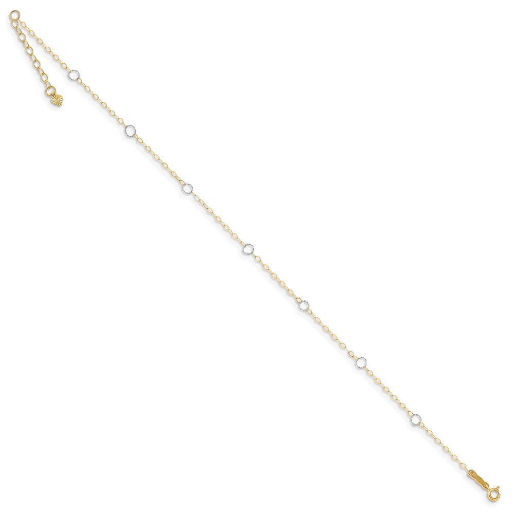 Alternative view of 14 Karat Two Toned Gold Adjustable Circle Anklet, 9 Inch
