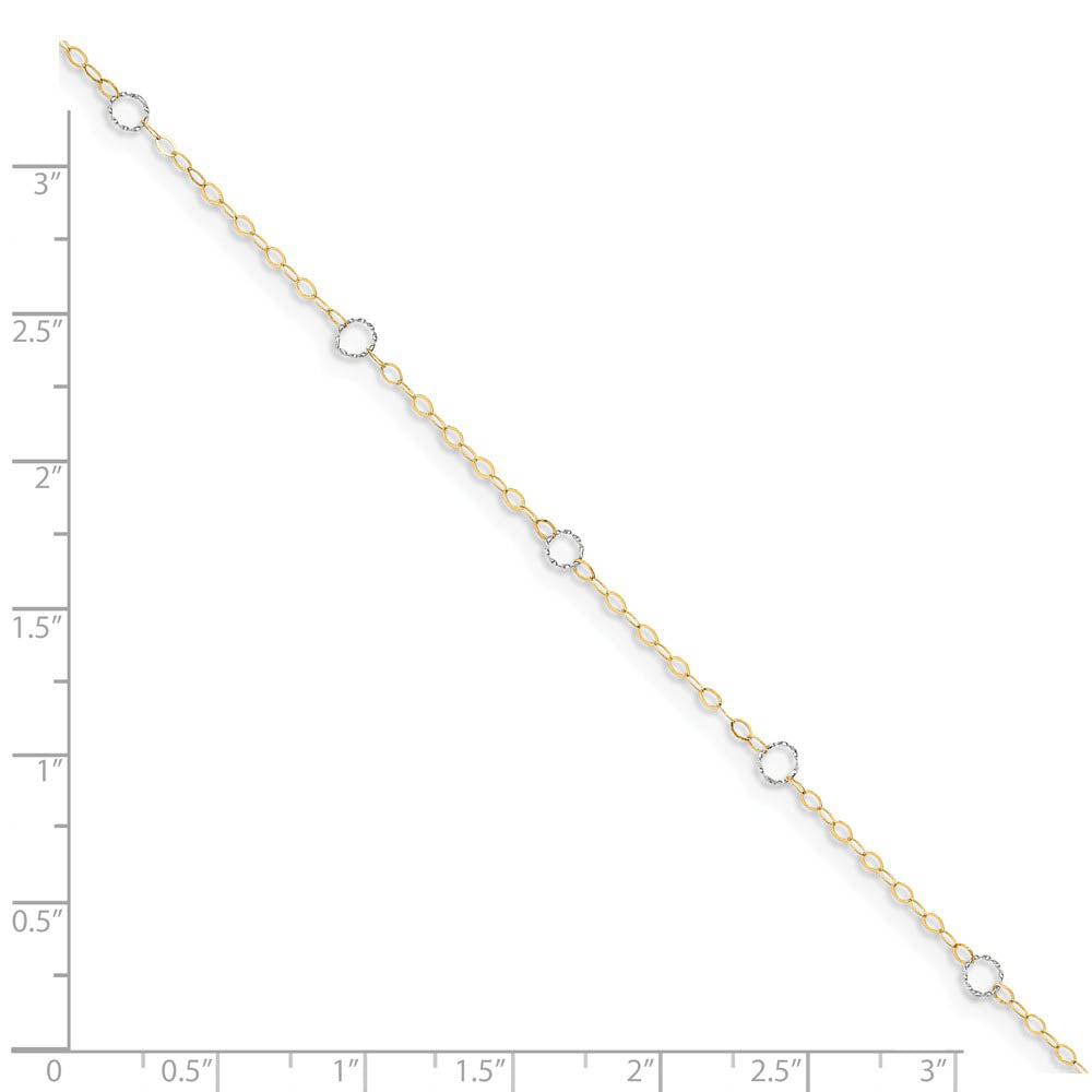 Alternate view of the 14 Karat Two Toned Gold Adjustable Circle Anklet, 9 Inch by The Black Bow Jewelry Co.