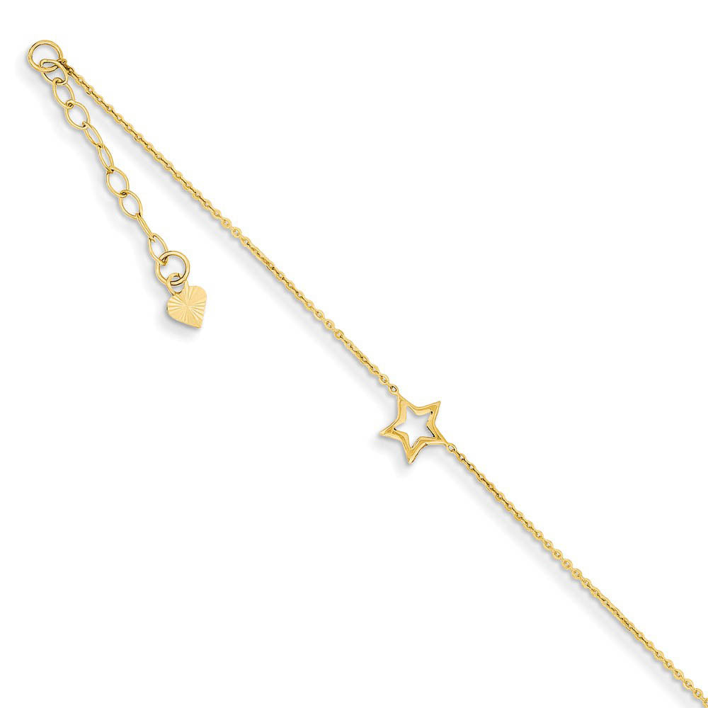 14 Karat Gold Adjustable Star Anklet, 9 Inch, Item A8041 by The Black Bow Jewelry Co.