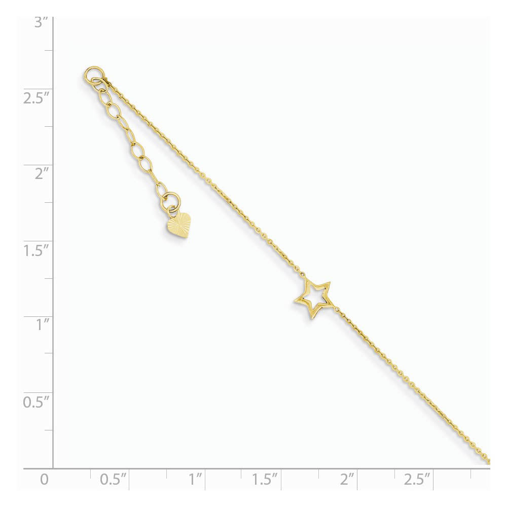 Alternative view of 14 Karat Gold Adjustable Star Anklet, 9 Inch