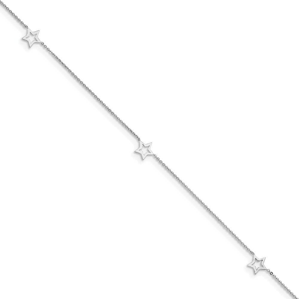 14 Karat White Gold Adjustable Star Anklet, 9 Inch, Item A8042 by The Black Bow Jewelry Co.