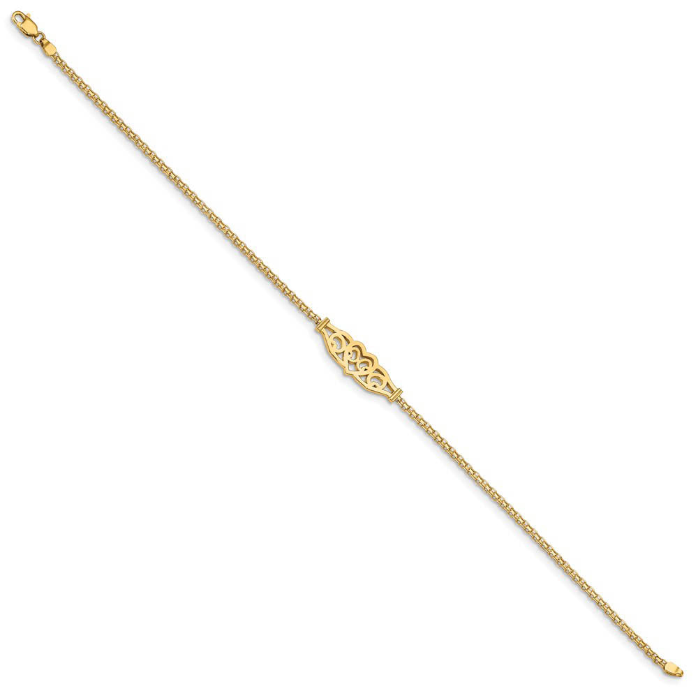 Alternative view of 14 Karat Gold Heart Anklet, 9 Inch