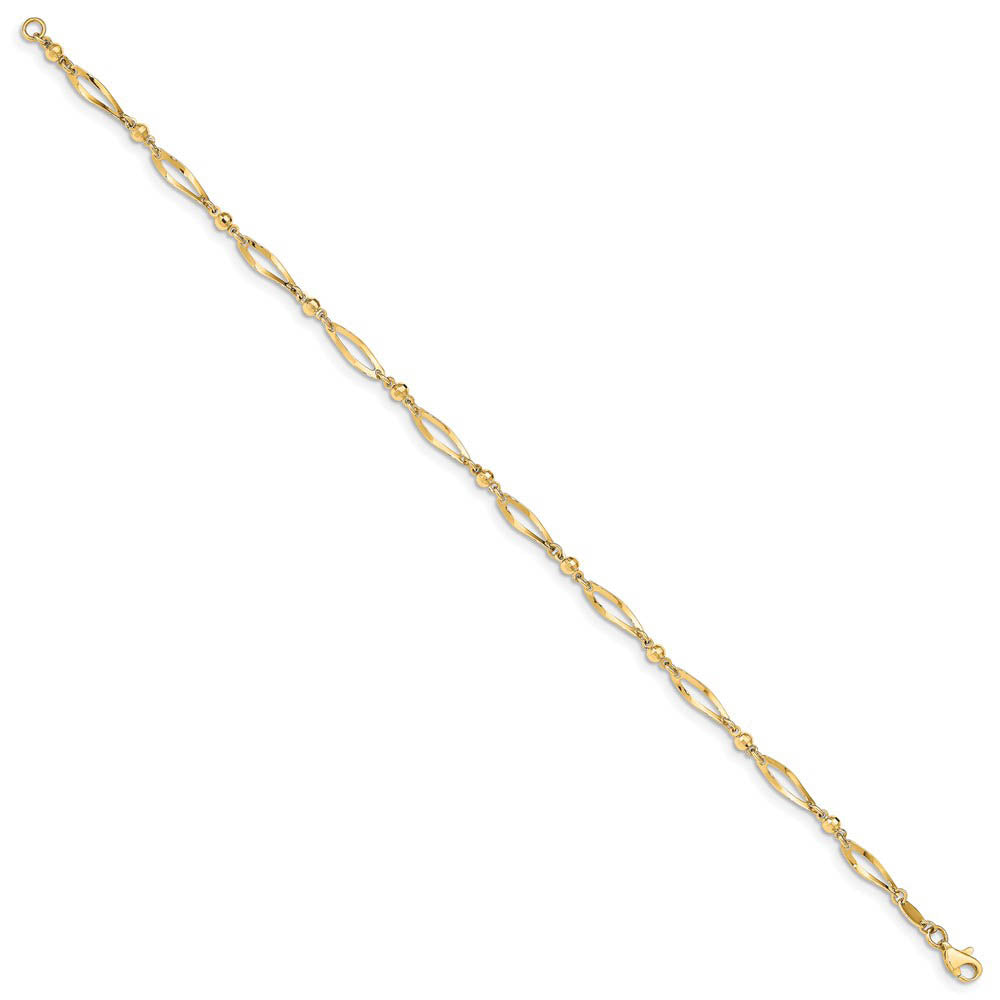 Alternate view of the 14k Yellow Gold Polished And Diamond-Cut Link Anklet, 9 Inch by The Black Bow Jewelry Co.