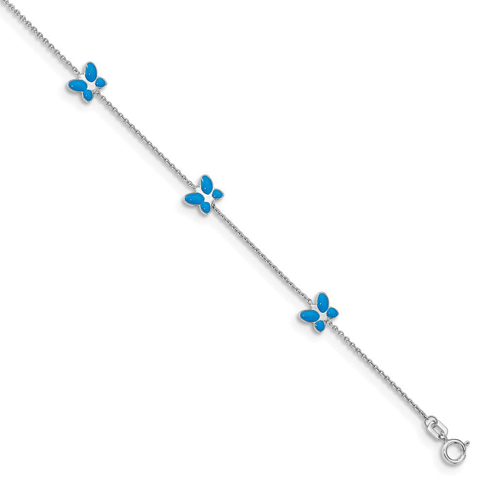 14 Karat White Gold Butterfly Anklet, 10 Inch, Item A8061 by The Black Bow Jewelry Co.
