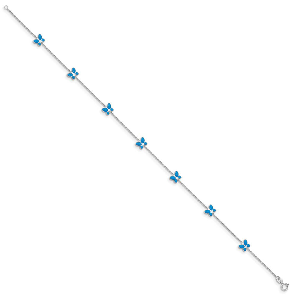 Alternative view of 14 Karat White Gold Butterfly Anklet, 10 Inch