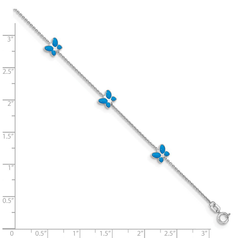 Alternate view of the 14 Karat White Gold Butterfly Anklet, 10 Inch by The Black Bow Jewelry Co.