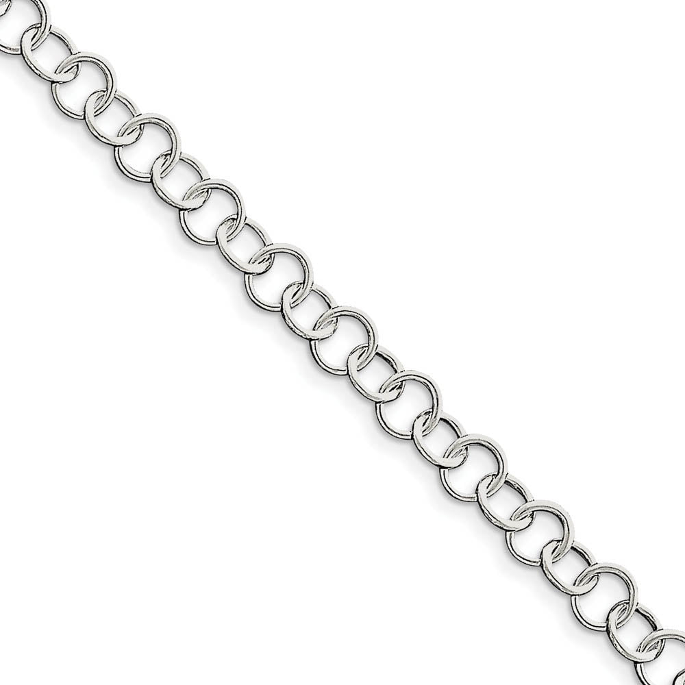 Sterling Silver 8mm, Fancy Circle Link Anklet, Item A8143-A by The Black Bow Jewelry Co.