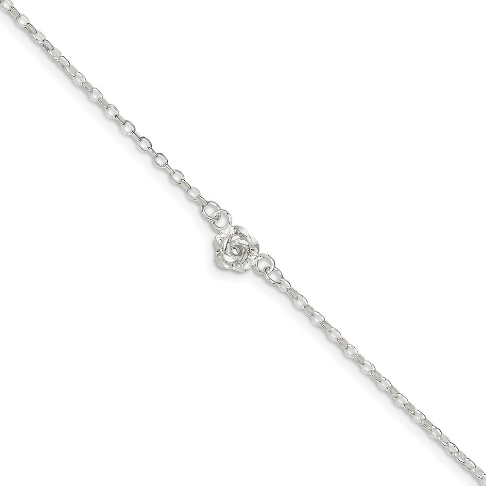 Sun Charm Anklet in Sterling Silver, 9 inch, Item A8196-09 by The Black Bow Jewelry Co.