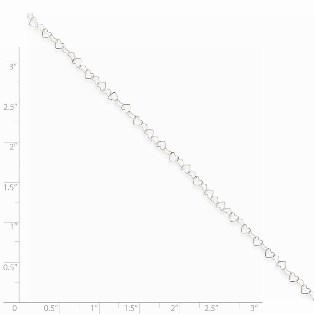Alternative view of Chain Of Hearts 2mm Anklet in Sterling Silver, 10 Inch