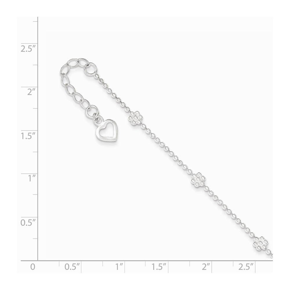 Alternate view of the Sterling Silver Adjustable Flower Anklet, 10 Inch by The Black Bow Jewelry Co.