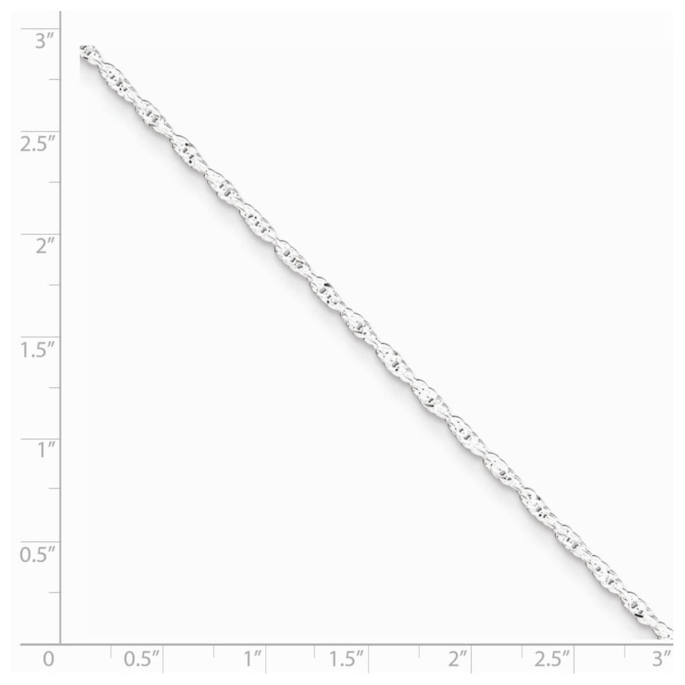 Alternate view of the Sterling Silver 2mm Singapore Chain Anklet, 9 Inch by The Black Bow Jewelry Co.